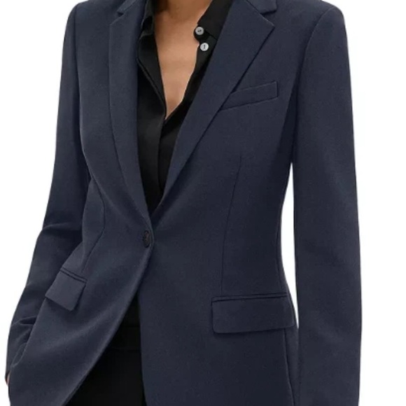 Theory Deep Navy Classic Single Button Blazer - Size 8 Medium - Picture 1 of 6